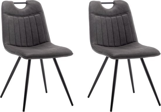 Furnihaus Esszimmerstuhl Leon Microfibre Anthrazit 2er Set