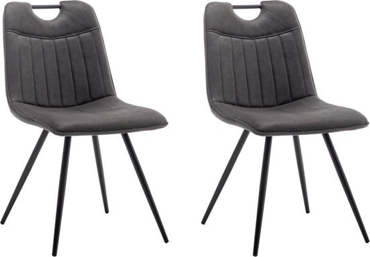 Furnihaus Esszimmerstuhl Leon Microfibre Anthrazit 2er Set