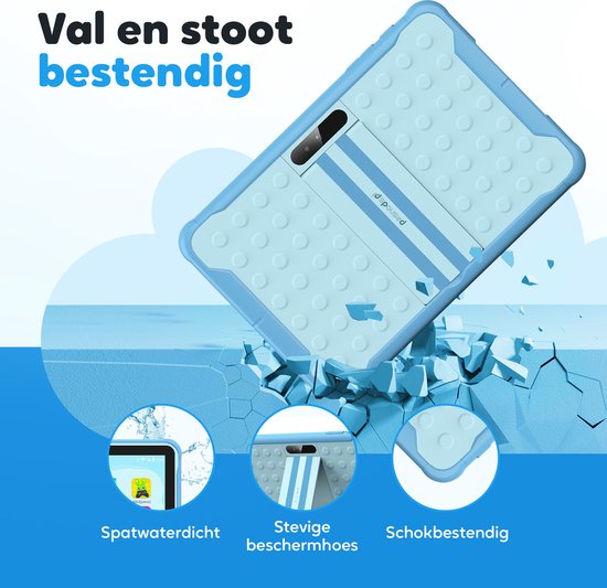 Spoused Kinder-Tablet - 10,1 Zoll - Kinder-Tablet ab 3 Jahren - 64GB - 4GB RAM- 6000 mAh Akku - Inkl. Schutzhülle & Parent Control App - Blau