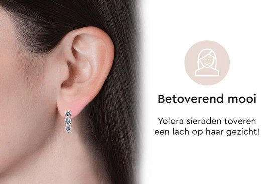 Yolora Damen Ohrringe mit Kalpa Camaka Kristallen - Farbe Silber - 18K Weißgold vergoldet - Geschenkverpackt