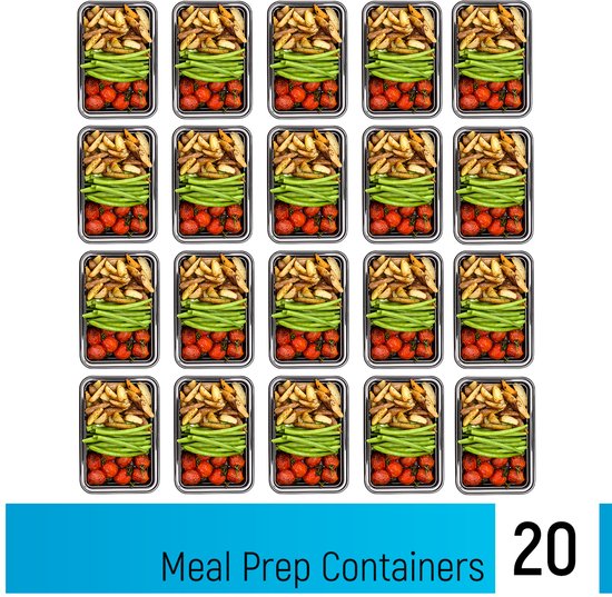 Fitcrafters Meal Prep Trays - Frischhalteschalen - Gefrierschalen - 20 Stück - 1 Abteil - 1L - BPA frei