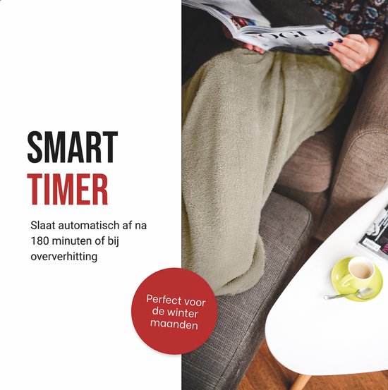 DistinQ Electric Blanket XXL 180x160 cm - 2 Personen Wickeldecke - 160Watt - Automatische Abschaltung - Überhitzungsschutz - 9 Stufen - Wärmedecke - Beige Energieeffizient -