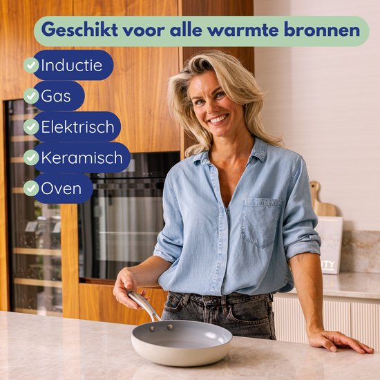 Safecourt Kitchen Keramische Bratpfanne - Ø 24 Pfanne - Induktion, Elektro, Keramik & Gas - PFAS & PTFE frei