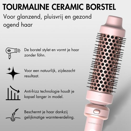 Sansbeauté® 7 in 1 Lockenstab mit Klemme und Waffeleisen - Keramischer Lockenstab - 13mm bis 38mm - Waffeleisen - Föhnbürste für kurzes Haar - Wärmebürste - Lockenstab - Thermobürste - Haarstyler - Lockenbürste 5 in 1
