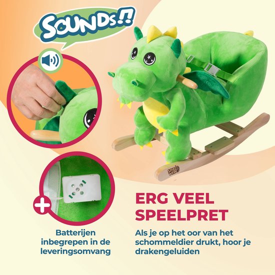 Spielwerk Schaukelstuhl Kinder Dino mit Sicherheitsgurt