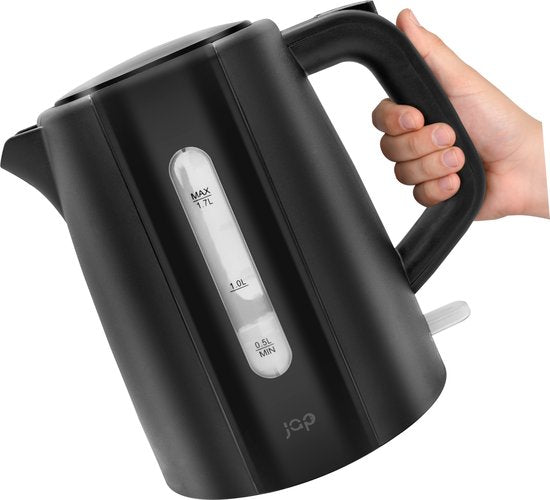 JAP Appliances Thermora Wasserkocher - 1,7 L - 1850–2200 W - Kalkfilter - Cool Touch - 360° Sockel - Schwarz