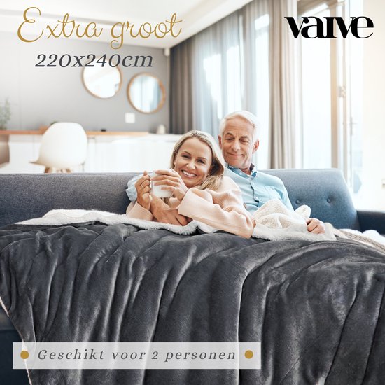 VAIVE Luxus-Sherpa-Fleecedecke 220x240 cm - Superweich - Plaid für Sofa, Bett oder Wohnzimmerdekoration - Decken - Plaids - Decke - Grau