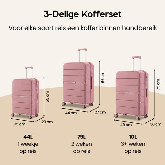 SKYCASES Urban Adventurer - Mittlerer Reisekoffer - Zahlenschloss - 44x27x66cm - 78L - Reisekoffer mit Kofferschloss - Spinner-Räder - Pink
