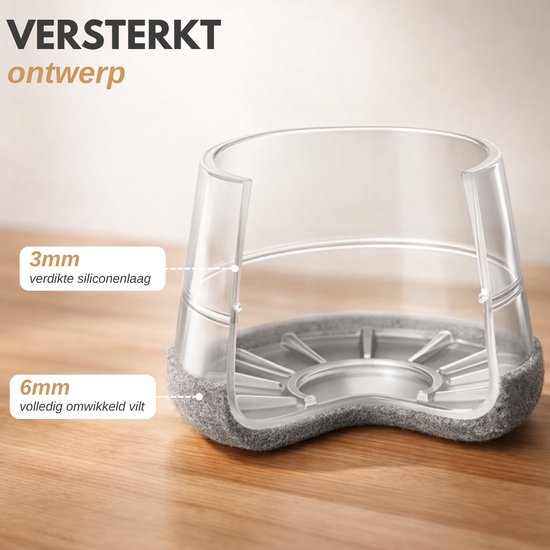 Vaive Stuhlfußschutz, rund, mit Filz – 24 Stück – Stuhlfußkappen Ø 24–30 mm – Bodenschutz für Stühle – Grau