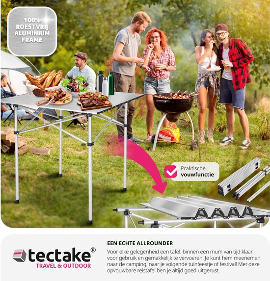 tectake - Campingtisch - Klappbar - Inkl. Tragetasche - 70 x 70 cm - Grau