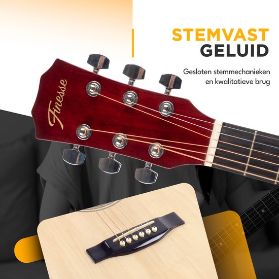 Finesse Akustikgitarre - mit Videokurs - 4/4 40" - Westerngitarre - Gitarre Kinder & Erwachsene - Natur