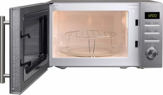 Hanseatic AG820CXC-PM 564196 Kompakter Mikrowellenherd mit Grill - 20L - 800W - Edelstahl