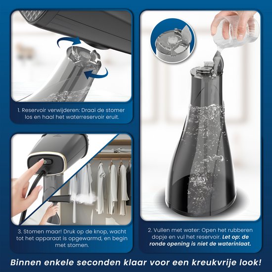 HomeShift Wäschedampfer - Dampfer - Handdampfer - Für Kleidung und Möbel - 380ML - Schwarz
