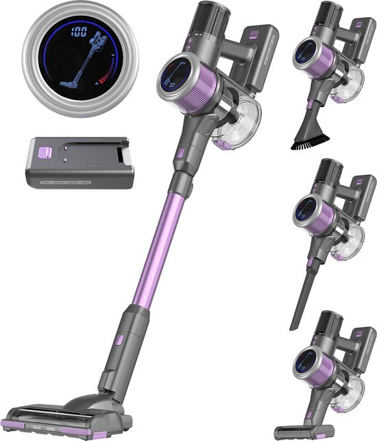 Auronic Stick Staubsauger - Kabellos - Beutellos - Akkubetrieben - Selbstständig - 350W - Extra Akku - Staubsauger - Grau/Lila