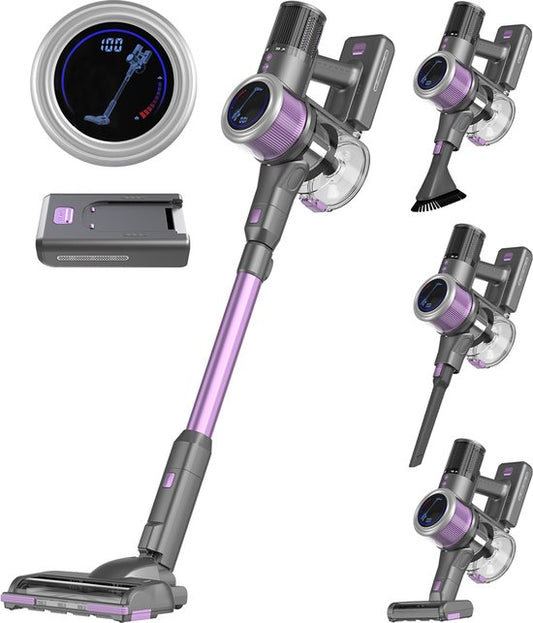 Auronic Stick Staubsauger - Kabellos - Beutellos - Akkubetrieben - Selbstständig - 350W - Extra Akku - Staubsauger - Grau/Lila