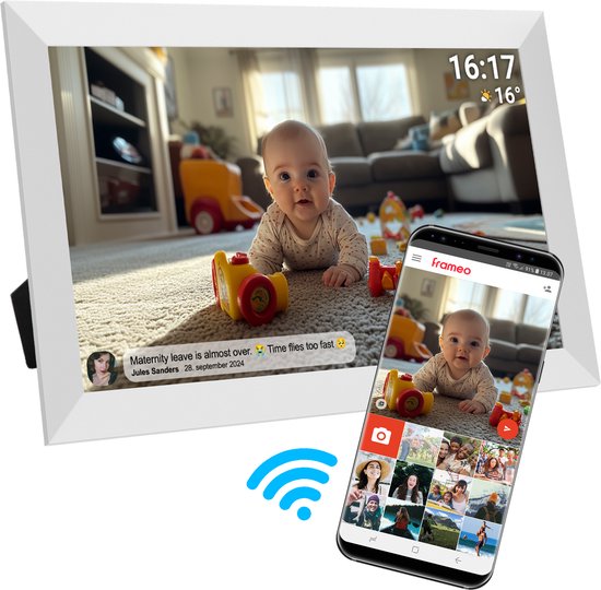 Denver Digitaler Fotorahmen 15,6-Zoll - XL - Full HD - Frameo App - Fotorahmen - WiFi - 32GB - IPS-Touchscreen -PFF1504