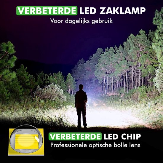 Travelhawk Flashlight - Taschenlampe Led - Taschenlampe Militär - Batteriebetriebene Taschenlampe - 1000 Lumen - Solarpanel - Wasserdicht - Schwarz