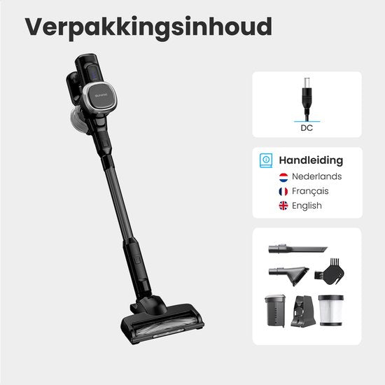 Auronic Stabstaubsauger Cordless - Selbststehender Stabstaubsauger - Ohne Beutel - 220W - Staubsauger - Schwarz