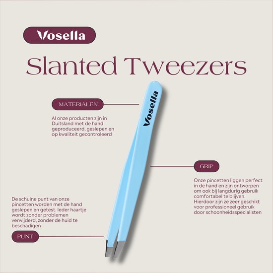 Vosella - Schräge Pinzette epilieren - Augenbrauen - Splitter - Hobby - Blaue Lagune