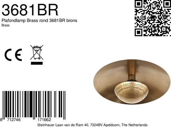 Anne Lighting Deckenleuchte Brassi - 20cm x Ø42 cm - Fassung E27 - Metall - Bronze