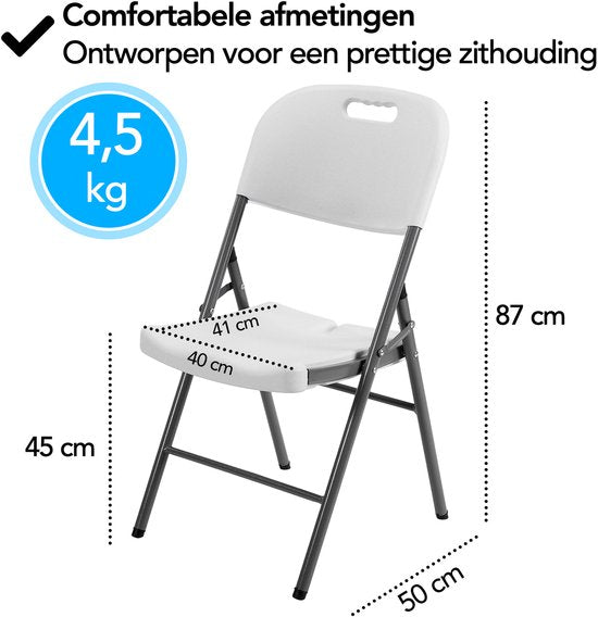 Brixy Klappstühle - 4er-Set - Klappstuhl-Set - Heavy Duty - Wetterfest - Klappstühle - 47 x 54 x 87 CM - Weiß