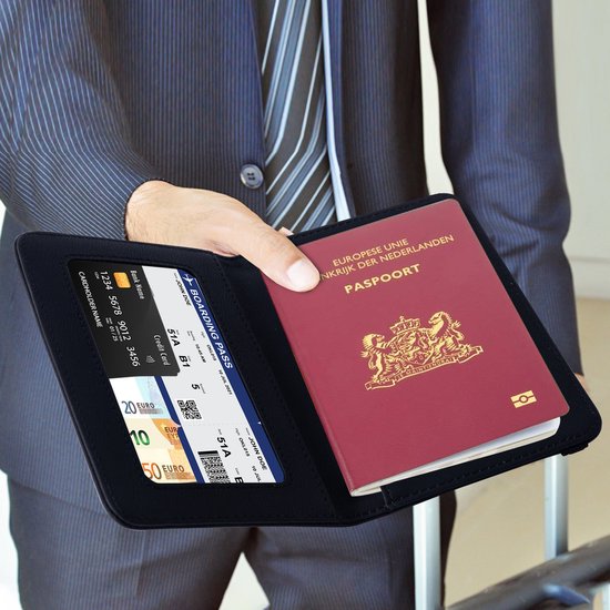 EverNeeds Reisepassetui - Reisepasshalter - Reisepasshüllen - PU-Leder - Schwarz
