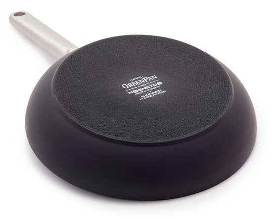 Greenpan Omega Keramik-Induktionspfanne mit Deckel, 30 cm – PFAS-frei – Induktionspfanne – Induktions-Bratpfanne – Spülmaschinenfest – Ofenfest bis 200 °C - Kratzfest – Stapelbar – Aluminium – Schwarz