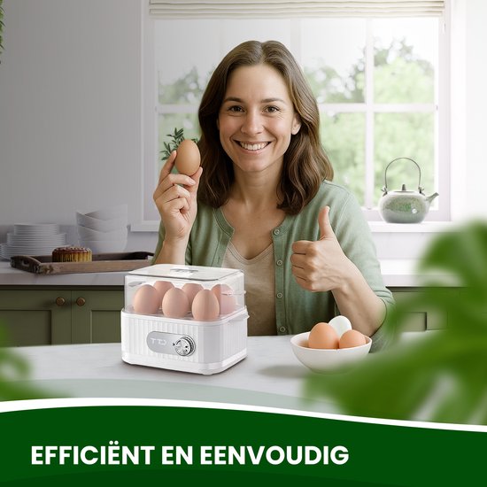 TTD® Smart Egg Boiler Electric mit Timer - Geeignet für 1 bis 6 Eier - hartgekocht, weichgekocht oder halbweich - Eieruhr - Eierkocher Electric - Inklusive Eierkocher und Messbecher