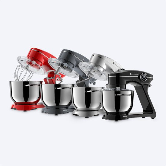 KitchenBrothers Küchenroboter - Touch Display und Timer - Küchenroboter - 6.2L - 1800W - Küchenmaschine - Aluminium - Schwarz