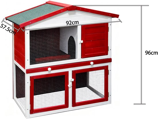 Kaninchenstall mit Auslauf – Stall für Kaninchen, Meerschweinchen und Nagetiere – Tierkäfig – Tierunterkunft – für drinnen und draußen geeignet