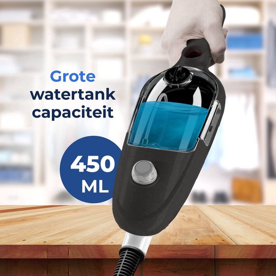 Dampfreiniger 2 in 1 - Handdampfer - Fleckenreiniger - Mit 8 Aufsätzen und 2 Mikrofasertüchern - Sofa-, Boden-, Bad- und Teppichreinigung - Schwarz
