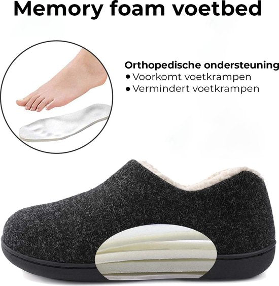 Hausschuhe Damen - Hausschuhe - Größe 40/41 - Schwarz - Rutschfest - Comfeet