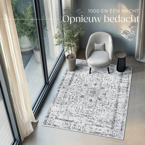 tectake - Vintage-Design-Teppich - Niederflorteppich - Aliya - 200cm x 274cm - grau