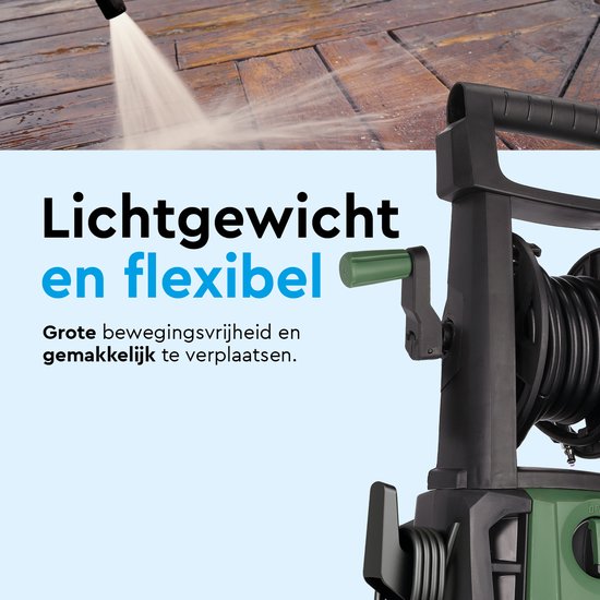 BRASQ Hochdruckreiniger Deluxe - Terrassenreiniger - Hochdrucksprühgerät - 1700W - 150 bar - 450 L/H - Komplettset