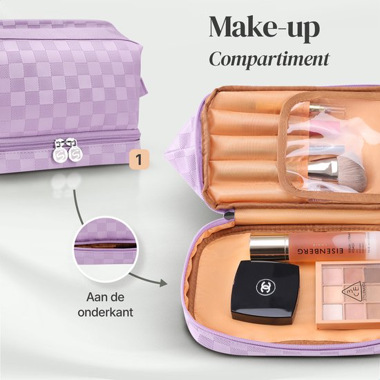 Skycases Travel Essentials - Kulturtasche und Make-up-Organizer - wasserdicht und kompakt - geeignet für Reisen und den täglichen Gebrauch - Unisex - lila