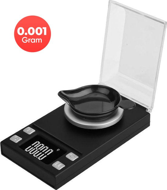 Kitchenwell digitale Mini-Präzisionsküchenwaage - 0,001 bis 100 Gramm - 11,0 x 6,3 cm - batteriebetriebene Taschenwaage - Küchenwaage