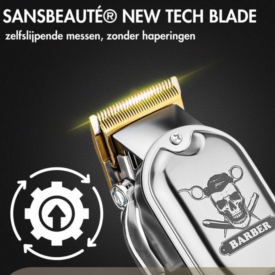 Sansbeauté® Professionelle Haar und Bart Schneidemaschine - Kabellos - Haarschneider Herren - Trimmer, Friseur, Schneider - Barbier Set