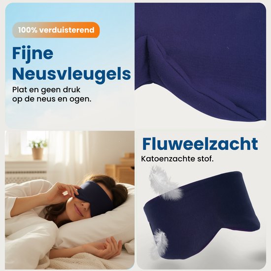 PurelyGoods® Schlafmaske - Augenmaske - Verdunkelung - Schlafmaske - Männer und Frauen - Baumwolle - Dunkelblau