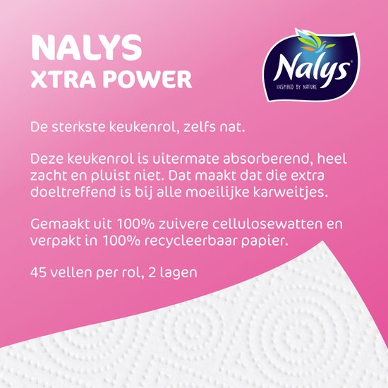 Nalys Xtra Power Küchenpapier - 18 Rollen - Extra stark - Vorteilspackung