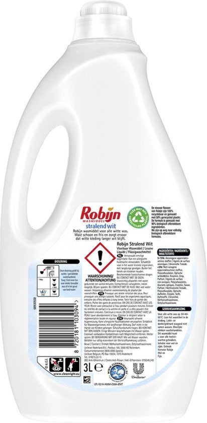 Robijn – Flüssigwaschmittel – Strahlendes Weiß – 60 Waschgänge
