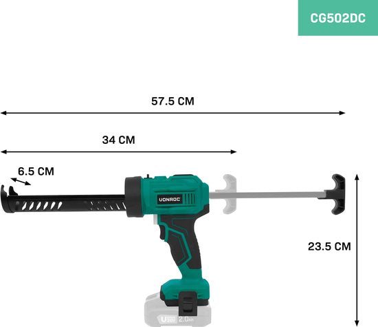 VONROC Akku-Kit-Sprühgerät 20V - Schubkraft 1,18kN/120kg - Anti-Tropf-System - variable Geschwindigkeitsregelung - geeignet für alle gängigen Kit-Patronen - ohne Akku und Schnellladegerät