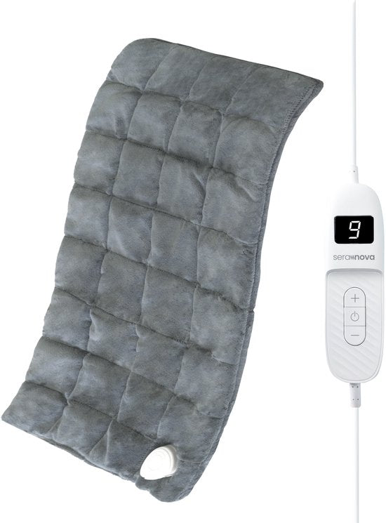 Seranova Weighted Electric Heat Pad for Back, Feet, Neck, Shoulders, Abdomen - Heizkissen - Heizkissen - Waschmaschine - 60x30cm - Grau