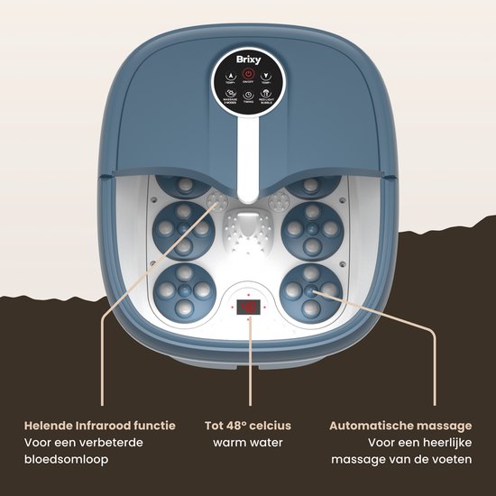 Brixy Foot Bath Automatic Massage - Fußmassagegerät - Elektrisches Fußbad - klappbar - heizt bis zu 48°C - 14L
