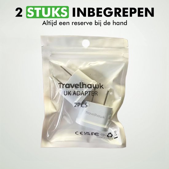 Travelhawk Reisestecker EU zu US/USA - Weltstecker - Weltstecker - Reisestecker Typ A - 2 Stück - Weiß