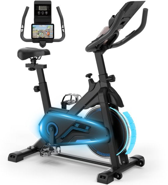 Heimtrainer - Fitness Bike - Spinning Bike - 8KG Schwungrad - Herzfrequenzmesser - Inkl App - Extrem leise