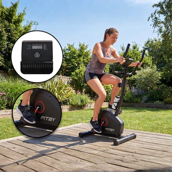 Fitby Heimtrainer - Heimtrainer - Heimtrainer Fitness - 8 Widerstandsstufen - Mit Herzfrequenzfunktion - 100 KG - Schwarz