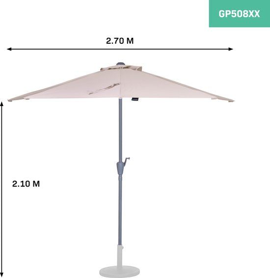 VONROC Premium Sonnenschirm Magione - Strapazierfähiger Balkonsonnenschirm - halbrund 270x135cm - UV-beständiges Tuch - Beige - inkl. Schutzhülle