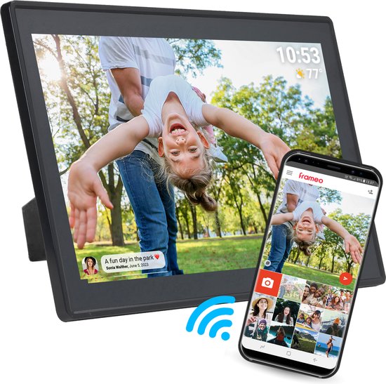 Denver Digitaler Bilderrahmen 15,6 Zoll - XL - Full HD - Frameo App - Fotorahmen - WLAN - 16GB - IPS Touchscreen - PFF1515B
