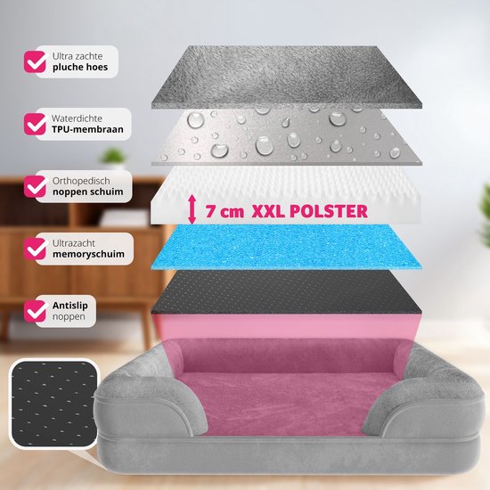 tectake Hundebett - Kissen für große und mittelgroße Hunde - flauschig und waschbar - Hundekorb mit Memory Foam - Hundebox - Hundeliege - Hundekorb - Hundekissen L (91 x 68 x 18 cm)