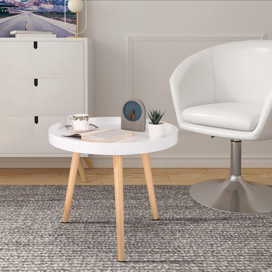 Rootz Beistelltisch - Couchtisch - Nachttisch - Wohnzimmer-Akzent - Lounge-Stand - Beistelltisch - Weiß - 50 x 44 cm (ø x H)
